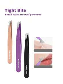 4PCS Stainless Steel Colored Tweezers Set, High-Precision Portable Eyebrow Shaping And Hair Removal Tool Set, Eyebrow Shaping And Hair Removal Beauty Makeup Tools, Purple, Pink And Black Three Colors For You To Choose (1PC/4PCS),Due To Different Production Batches, The Protective Lining In The Packaging Bag Is Placed Randomly And Does Not Affect The Use