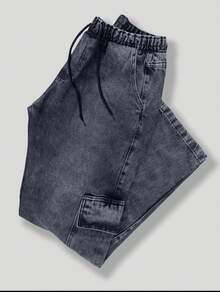 Unisex Cargo Pants Wide Leg Twill With Pockets, Loose, Cozy, - 咖啡棕 - 查看 2