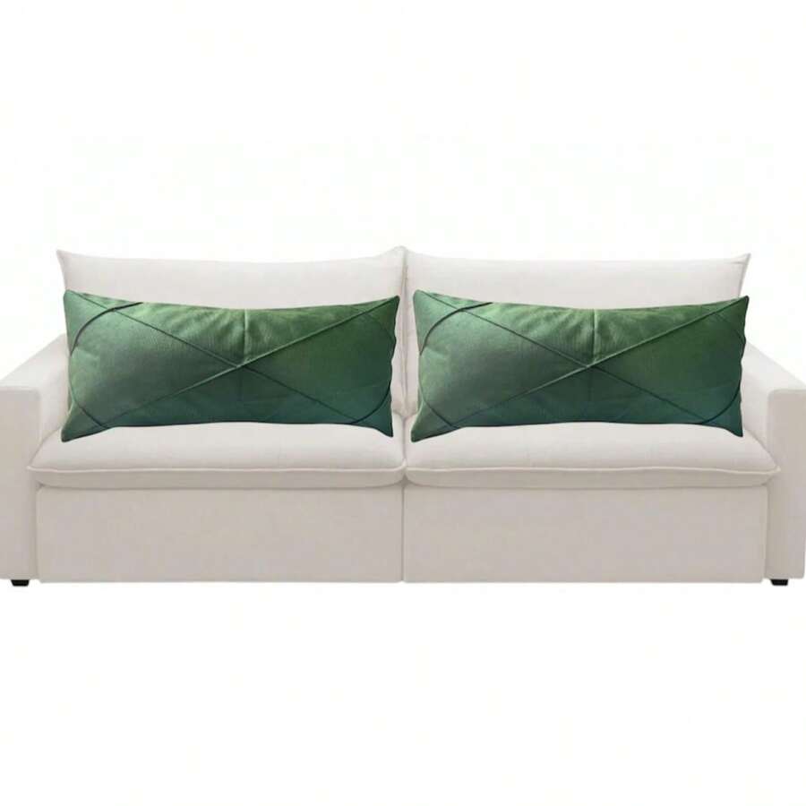 Kit 2 Large Draped Rectangular Baguette Cushions, Full 70cm X 30cm - Green - View 1