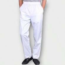 kit 4 calça branca tactel uniforme costura reforçada - Branco - Visão 3