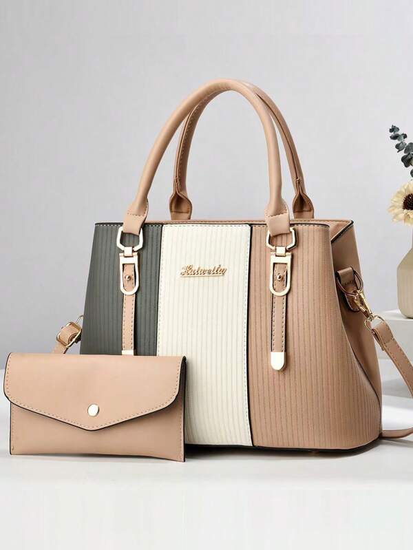 Conjunto de Bolsa e Carteira Feminina Elegante Retrô, Bolsa de Ombro Leve de Luxo Minimalista e Sofisticada na Moda