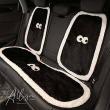 1件装汽车座椅垫黑色大眼睛长毛可爱汽车座椅垫温暖防滑舒适汽车座椅保护套也可用作椅垫可爱大眼睛怪物汽车颈枕毛茸茸可爱汽车腰枕 - 黑色 - 查看 9
