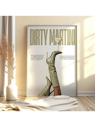 SERVED UP! Dirty Martini | Wall Art | Art Print | Home Decor | Martini Print | Cocktail Poster | Bar Decor | | Modern Retro Vintage Poster And Prints Canvas Painting Wall Pictures Living Room Decoration Paintings Gifts Optional Frame ﻿ ,Wall Art With Frame