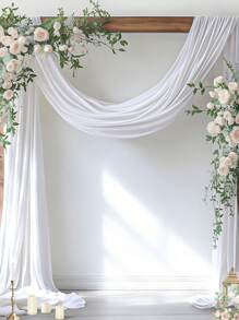 1 pezzo di tessuto in chiffon bianco per arco, tessuto per arco da matrimonio, decorazione per lo sfondo di feste di compleanno, decorazione romantica in poliestere per matrimoni, feste nuziali, doccia nuziale, decorazioni per la stanza, adatto per arco da matrimonio, decorazione cancellata scale, decorazione schienale sedie, tenda a rete trasparente per porte, runner da tavolo in garza, tovaglia, forniture per banchetti e feste