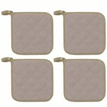 4pcs Brown Cotton One-Sided Silver-Coated Heat Insulation Pad, Simple Polyester Fiber Towel Cloth Square Heat Insulation Pad Suitable For Kitchen And Household Kitchens, Heat-Resistant High-Temperature Baking And Cooking Pad