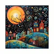 Set pittura diamante 5D fai-da-te, casa colorata, dipinto a diamante di edificio, pittura a diamante completa, ricamo punto croce, opera d'arte per decorazione da parete, ideale per principianti come regalo a sorpresa