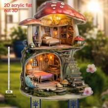 1pc 2D Acrylic Mushroom Fairy House Garden Stake, Yard Decoration. A Wonderful Gift For Mother's Day, Wedding, Birthday To Friends And Family, Suitable For Lawn, Porch, Yard - Multicolor - View 5
