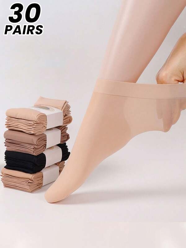 1/5/10/20/30 pares de medias transparentes sin costuras y sin enganches para mujeres, pantimedia de terciopelo duradero para verano y otoño
