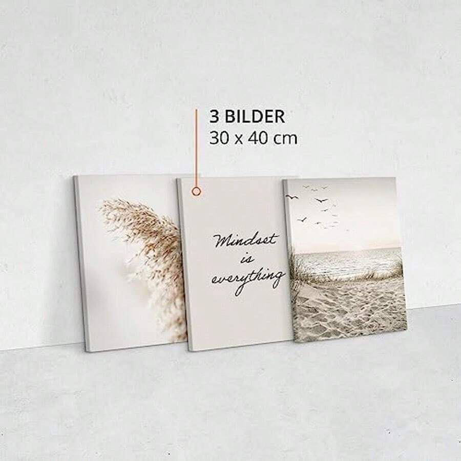 1/3pcs Wall Art Posters/Modern Style Seashore Reed, Feather Grass, Beach Ocean Scenery Landscape Art Prints, Decor For Home, Bedroom, Study, Kids Room, Clothing Store, With/Without Frame ,Wall Art With Frame - Multicolor - View 1