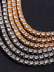 Hip Hop Jewelry Cubic Zirconia Iced Out Tennis Chain Iced Out 18k Gold Plated Bling Necklace For Women Men