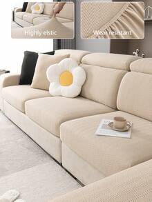 1pc Stretch Sofa Cover, Non-Slip, Waterproof, Full Coverage Sofa Seat Cover, Suitable For All Seasons, Fabric Sofa Slipcover, Machine Washable, Dust-Proof, Pet-Friendly, Decorative Sofa Protector, Adjustable For Corner Sofa, Bedroom, Office, Living Room, 1/2/3/4 Seater - Khaki - View 10