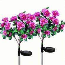 1 Peça Luz Solar de Flor de Rododendro - Decoração de Jardim Externa com LED, Luminária de Piso de Pátio Eficiente em Energia com Pétalas Refletivas Multicoloridas, Iluminação Solar para Caminho para Ambientação Noturna, Luzes de Jardim Noturno | Design de Luz Floral