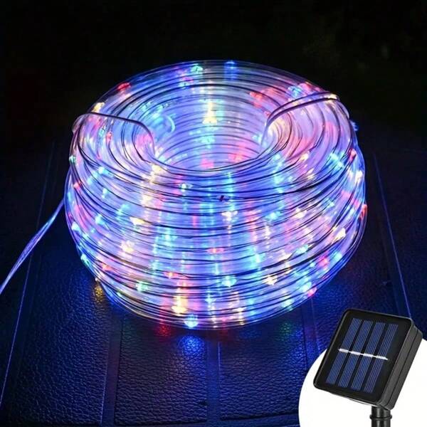 1 pezzo Luce stringa a tubo solare - Striscia luminosa LED in rame per esterno, 8 modalità di illuminazione