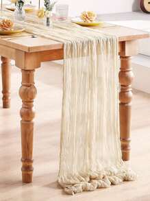 1pc/2pcs Red & Pink & Green Pleated Table Runner, Transparent Rustic Cheesecloth Tablecloth, Folding Table Flag Tablecloth, Romantic Table Cover, Party Favor, Birthday Gifts For Birthday Decor, Valentine's Day Decor, Wedding Decor, Holiday Babe Shower Decor Home Decor Party Decor Room Decor Table Decoration Kitchen Decor, Table Cloth, Romantic Party Tablewear