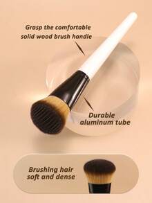 1pc Powder Foundation Brush, Liquid Foundation Brush, Ultra Soft, Professional Makeup Tool, Suitable For Daily Facial Makeup, Can Be Used As Foundation Brush, Concealer Brush, Blush Brush, Contour Brush, Bronzer Brush, Powder Brush, Etc. - White - View 3