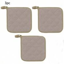 4pcs Brown Cotton One-Sided Silver-Coated Heat Insulation Pad, Simple Polyester Fiber Towel Cloth Square Heat Insulation Pad Suitable For Kitchen And Household Kitchens, Heat-Resistant High-Temperature Baking And Cooking Pad