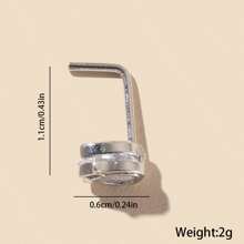1pc Fashion Charm Style Copper Inlaid Zirconia 'L' Bar Flower Stainless Steel Nose Stud, Suitable For Women Daily Wear, Body Piercing Jewelry, Gift For Friends
