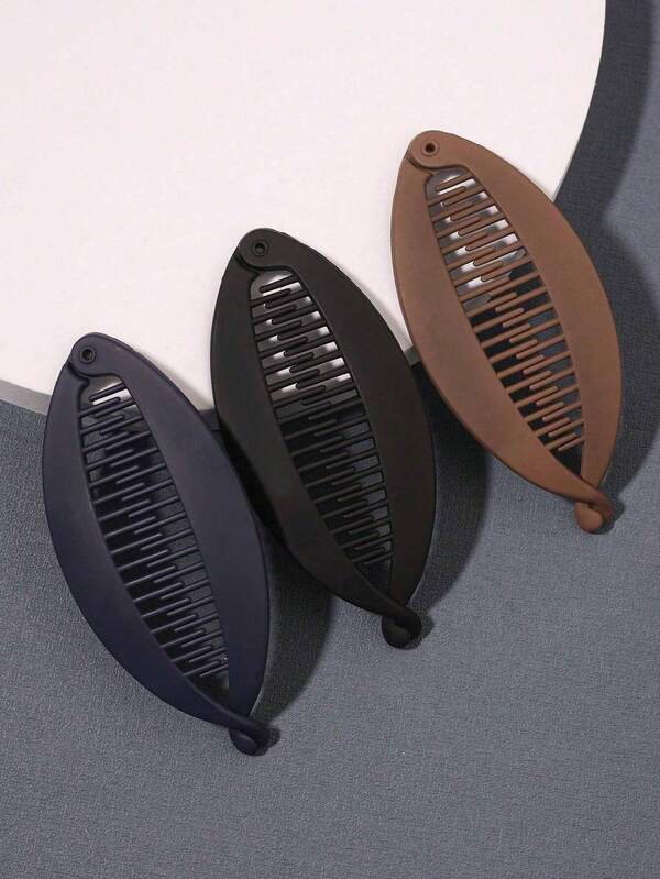 Clip de queue de poisson de couleur unie mate, clip banane vertical élégant pour queue de cheval, clip de queue de poisson de couleur unie mate simple et décontracté avec dents antidérapantes, clip à cheveux plat vertical pour queue de cheval