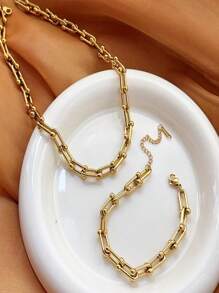 Titanium Steel Necklace, Fashionable And Versatile, Hiphop Inspired U-Shaped Design, Durable Color-Fast, Couples Bracelet