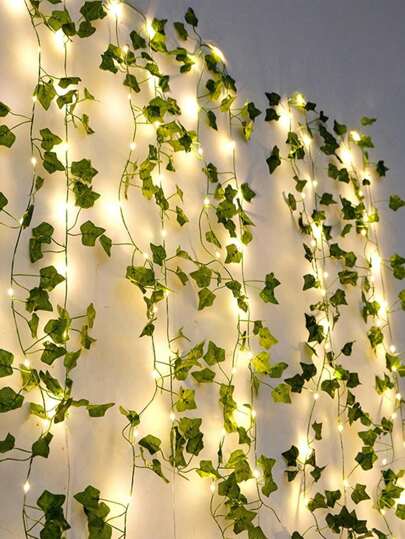 1 Stück 6.56ft/16.4ft/32.8ft LED Reben Lichterkette, Blätter Dekorations Licht, Außen Grüne Blätter Licht, Künstlicher Blumen Kranz mit Lichtern, Grüne Blätter Girlande Hängelicht für Wand, Party, Hochzeit, Zimmer, Küche, Innen- und Außendekoration
