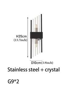 Golden/Black LED Crystal Wall Lamp, Stainless Steel Body, Suitable For Living Room, Bedroom, Corridor Home Decoration, Free G9 Light Source