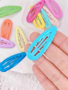 20pcs Simple Dopamine Color Basic Hair Clips, Oil Drop Style, Cute Accessory For Girls, Suitable For Everyday Wear - Multicolor - View 5