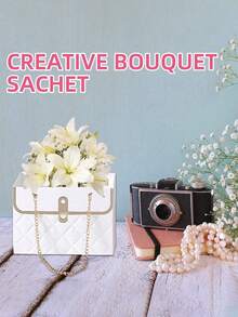 Flower Packaging Paper Box, Bouquet Storage Basket, Light Luxury INS Style Storage Bucket, Flower Shop Handbag, Bouquet Packaging Basket, Flower Shop Packaging Box, Suitable For Flower Packaging, DIY, Gift Giving - Multicolor - View 6