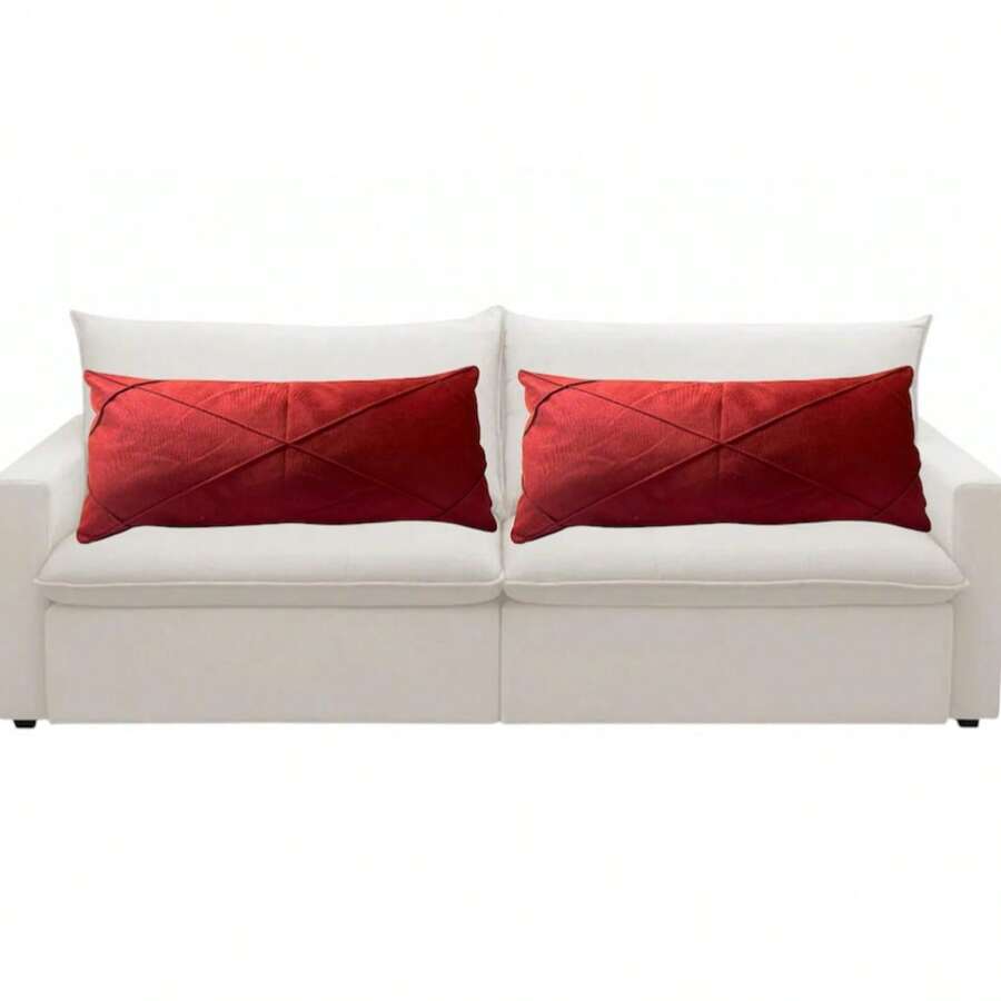 Kit 2 Large Draped Rectangular Baguette Cushions, Full 70cm X 30cm - 紫紅色 - 查看 1
