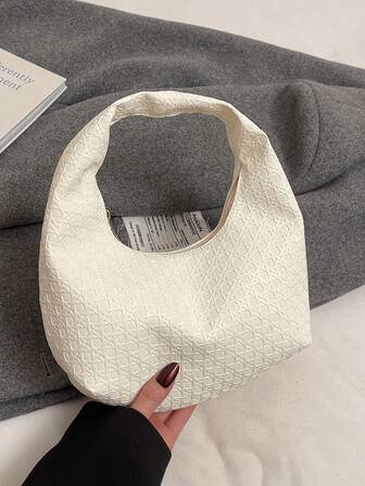 Conjunto de bolsas femininas com estampa geométrica e de pedras, bolsa de ombro elegante de cor sólida, bolsa de mão e carteira estilosas com zíper em formato de crescente