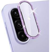 1 pezzo Protezione lente fotocamera per Galaxy A26/A36/A56, anello in metallo singolo, copertura in vetro temperato, [forte adesione] resistente ai graffi, trasparente ad alta definizione, protezione fotocamera 9H ad alta definizione, facile da installare, regalo per compleanno, famiglia, amici, cristallo scintillante, protezione lente, accessori per telefono, impermeabile, antiurto, anti-caduta, anti-impronta digitale, copertura completa