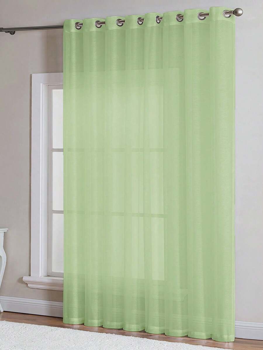 1 件多功能白色薄纱窗帘，轻盈，质地细腻，透气，半透明，风格清新，适用于阳台和卧室 - 綠色 - 查看 1