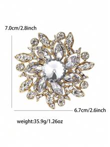 1pc Fashionable Rhinestone Flower Brooch Suitable For Daily Wear By Women Valentines,Mom,Mother,Mother's Day,Gift