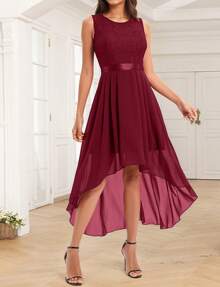 Womens Sexy Chiffon Sleevless Dress Ladies Evening Ball Gown Prom Cocktail Party Bridesmaid Midi Dress Graduation Dress