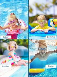 Set de 2 piezas Gafas de natación para niños (1 par de gafas de natación y 1 bolsa con cremallera para gafas) - Gafas de natación para niños con lente antivaho, irrompible y máscara de silicona ajustable | Máscara de natación impermeable para niños y niñas de 3 a 8 años y de 8 a 12 años | Ajuste cómodo elástico, diseño unisex