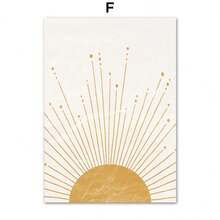 1pc Gift Modern Bohemian Sun Rainbow Leaves Lines Abstract Posters And Prints Wall Arts Canvas Painting Picture Bedroom Living Room Gallery Decor Optional Frame ,Wall Art With Frame - Multicolor - View 40