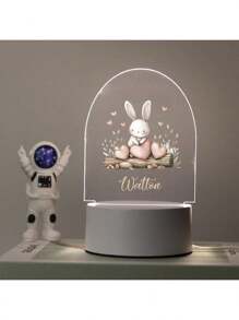 1pc Custom Bedroom Decoration, Custom Easter Bunny Love Creative Style, Custom Light Plate, 3D Light Illusion LED Nightlight, Warm Light Birthday Gift Party Gift Table Lamp Nightlight, Custom Name Creative Light Plate, Custom Personalized Name Nightlight, Christmas Gift, Gift For Family And Friends, Creative Gift Christmas Gift, Custom Nightlight, Custom Party Decoration, Custom Lighting.