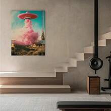 Framed 1PC Vintage UFO Canvas Art Print,Surreal Sci-Fi Decor, Pink Alien Wall Art For Space Enthusiasts And Sci-Fi Fans, Unique Gift, Ideal For Home Bedroom, Kitchen, Living Room, Bathroom, Hotel, Cafe, Office, Funny Canvas Painting, Poster, Perfect For Room Decor - Framed - View 6