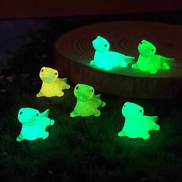 6/12 Pcs Cute Glow-In-The-Dark Silly Lizard Resin Figurines, Luminous Mini Sculpture Decor, Suitable For Indoor/Outdoor, Dollhouse, Micro Landscape, Potted Plants, Fairy Garden, Holiday Gift