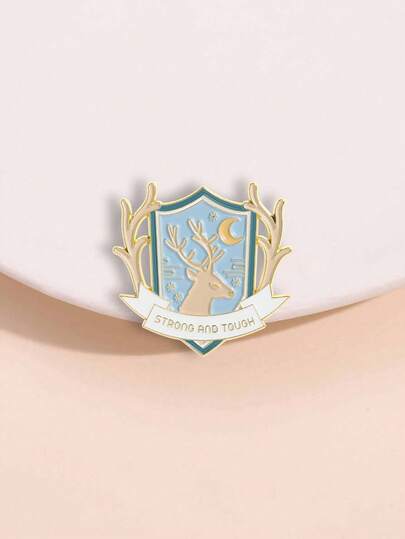 1pc Creative Cute Reindeer Antler Design Pin Badge, Positive Slogan Cartoon Animal Brooch Accessory Suitable For Men And Women, Fashionable Jewelry Gift For Friends