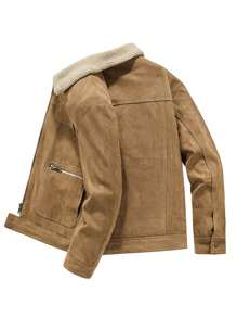 New Deer Suede Men Jacket, Thicken Warm Casual Outerwear For Winter, Plus Size