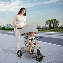 Carrito de viaje 5 en 1 para bebé, ligero, con asa, botones, pedales, asiento reversible y cesta.