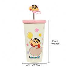 Anime Cartoon Crayon Shin-Chan Doll Stainless Steel Thermos Cup Kawaii 635ml/21.47oz Straw Mug Material Flask Water Bottle Tumbler Gifts - Pink - View 2