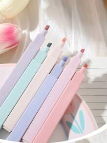 12 قطعة أقلام تظليل مربعة من طراز موراندي، أطراف منحوتة ناعمة ولينة، أقلام تظليل باستيلية لا تنزف، وتجف بسرعة للكتابة في المذكرات والملاحظات المدرسية ، لوازم قرطاسية