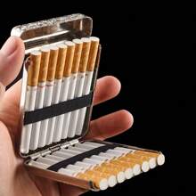 1pc Metal Vintage Cigarette Case, Triple Open Cigarette Box, Fashionable Gentlemen Style, Holds 20 Regular/16 King Size Cigarettes, Unisex Portable Metal Cigarette Case, Engraved Cigarette Box With Anti-Crush Design