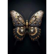 1 件动物黑金鹰狮帆布画金属海报墙艺术北欧鹿虎狼天鹅美学画客厅装饰可选框架