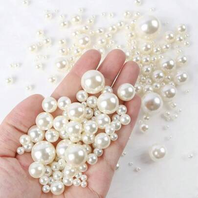 6/8/10/12/16/18mm High Quality Shiny ABS Faux Pearl Beads In Bulk, Hole-Less, Suitable For DIY Jewelry, Crafts, Decorations And Vase Fillings