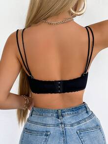 3pcs/Set Lace Patchwork One-Shoulder Camisole Bras With Padded And Wireless Design, Women Underwear Set - Multicolor - View 4