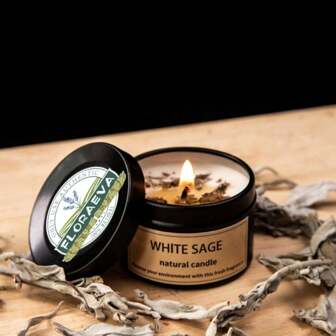 1pc 100g Sage/Palo Santo Scented Soy Wax Candle, Home Decor, Wedding Anniversary Birthday Decoration, Christmas Thanksgiving Valentine's Day Gift