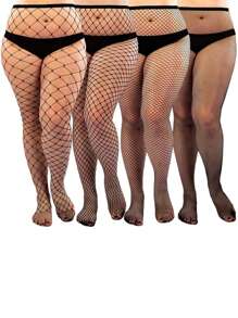 1 Par de Meias-Calça Tipo Rede para Plus Size, Meias-Calça de Teia Fina Respirável para Mulheres, Adequado para até 90kg, Meias de Teia de Verão