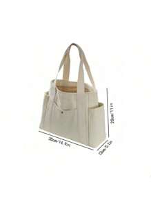 1 pièce/2 pièces Grand sac fourre-tout en canevas, sac à bandoulière avec plusieurs poches, sac de course réutilisable, facile à transporter avec une poignée confortable, pour un usage quotidien et comme cadeau. Sac à main portable pour l'école, le travail et les courses
